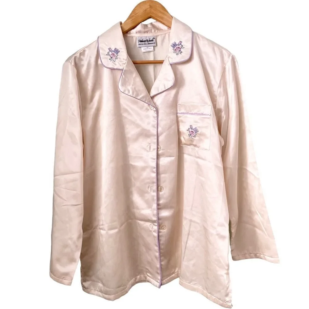 Anthony Richards Embroidered Pajama Set in Size Medium